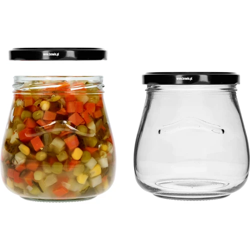 Pohár twist-off 500ml "Obrátená Amfora" s čiernym viečkom fi 82/6, 6 kusov - 6