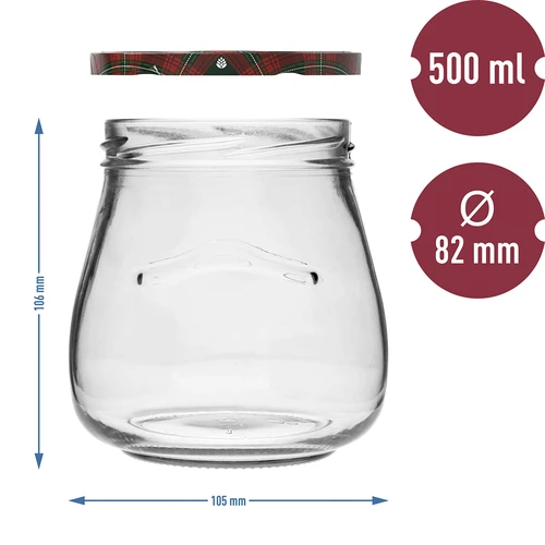 Pohár twist-off 500ml "Obrátená Amfora" s farebným viečkom fi 82/6, 6 ks. - 10