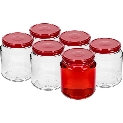 Pohár twist-off, hrubáčik 580ml s bordovým viečkom fi82/6, 6 ks. - 2