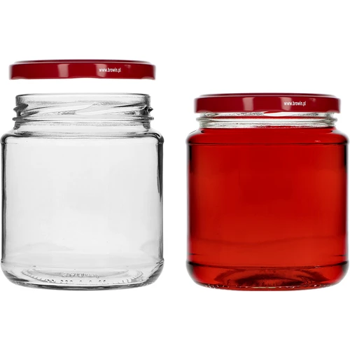 Pohár twist-off, hrubáčik 580ml s bordovým viečkom fi82/6, 6 ks. - 3