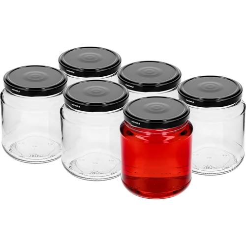 Pohár twist-off, hrubáčik 580ml s čiernym viečkom fi 82/6, 6 ks. - 2