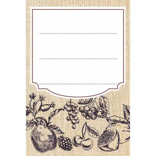 Samolepiace etikety 60 x 90 mm na fľaše, poháre ovocný náčrt - 20 ks.