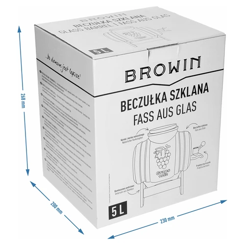 Sklenený súdok 5 L, so širokým hrdlom, korkom, podstavcom a kohútikom - 8