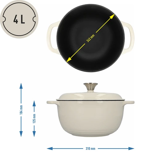 Smaltovaný liatinový hrniec - ecru, 4 l - 4