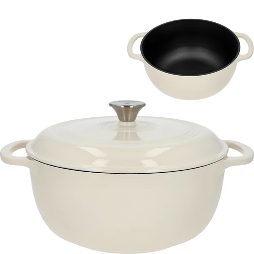 Smaltovaný liatinový hrniec – ecru, 5,8 l