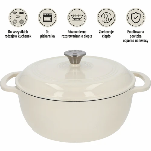 Smaltovaný liatinový hrniec – ecru, 5,8 l - 5