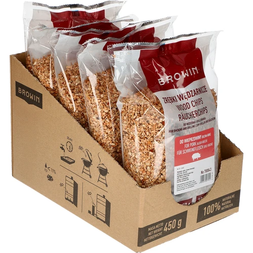 Drevené štiepky na údenie (70 % jelša + 30 % buk), trieda 2, 450 g × 5
