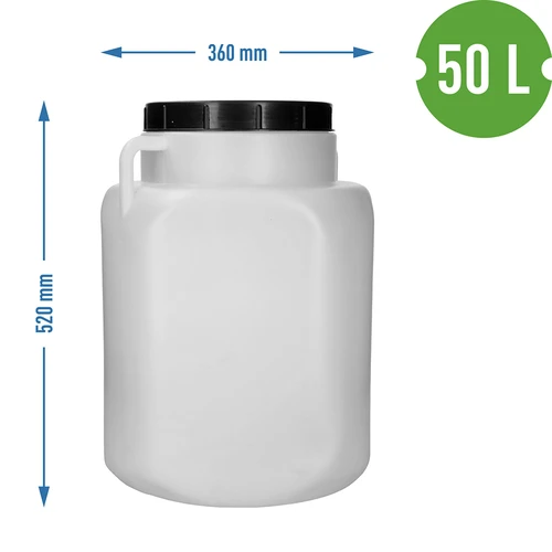 Štvorcový sud na 50 L, biely, s držadlami 50 L - 10