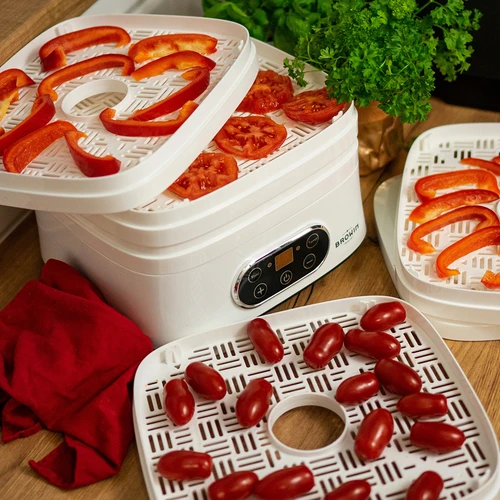 Sušička na huby, ovocie, zeleninu a bylinky s reguláciou teploty, 240W, biela - 21