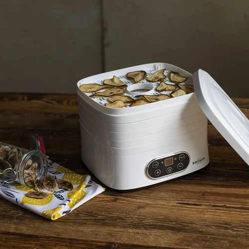 Sušička na huby, ovocie, zeleninu a bylinky s reguláciou teploty, 240W, biela - 16