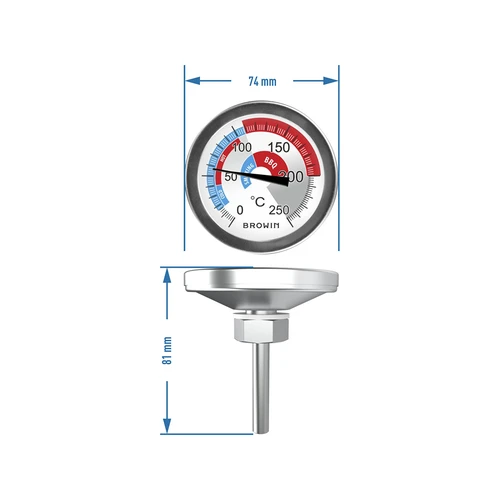 Teplomer do udiarne a BBQ (0°C do +250°C) 5,7cm - 6