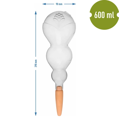 Trojitá zavlažovacia guľa (trojkomorová), priehľadná bezfarebná, s keramickou nožičkou, 600 ml - 5