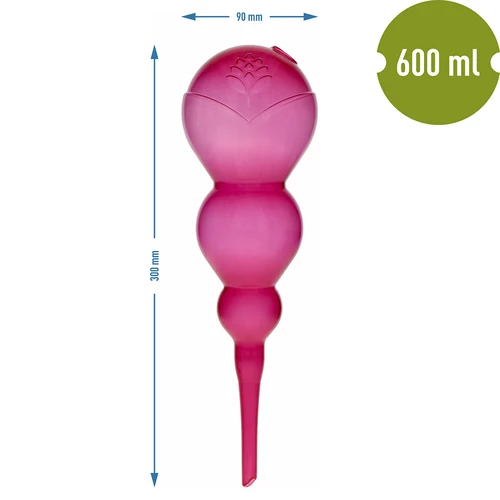 Trojitá zavlažovacia guľa (trojkomorová), priehľadná ružová, 600 ml - 5
