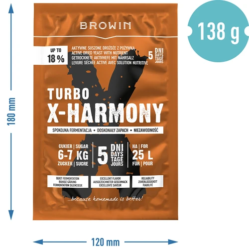 Turbo X-Harmony 18% lievito, 25 L, 138 g - 6
