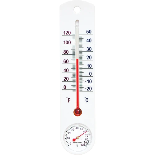 Univerzálny biely teplomer s vlhkomerom (-20°C do +50°C) 25cm