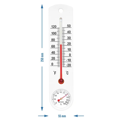 Univerzálny biely teplomer s vlhkomerom (-20°C do +50°C) 25cm - 2
