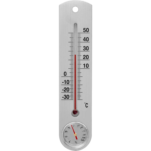Univerzálny strieborný teplomer s vlhkomerom (-30°C do +50°C) 25cm