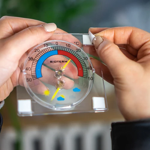 Univerzálny teplomer s vlhkomerom transparentný, samolepiaci (-50°C do +50°C) - 6