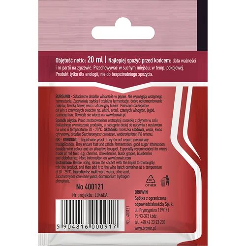 Vinárske kvasnice Burgund bez rozmnožovania, 20 ml - 2