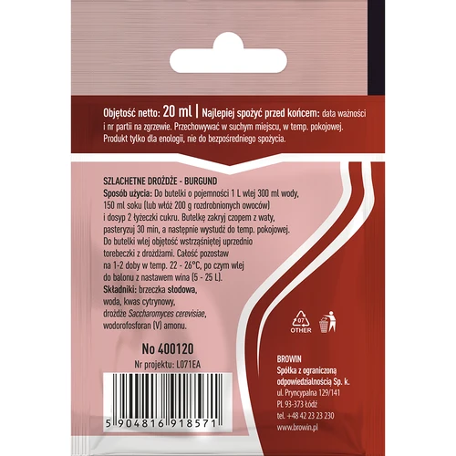 Vínne kvasnice Burgund, 20 ml - 2