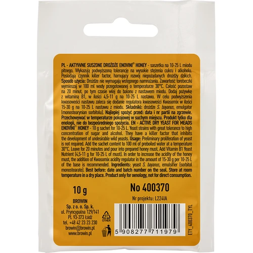 Vínne kvasnice Enovini® HONEY, 10 g - 2