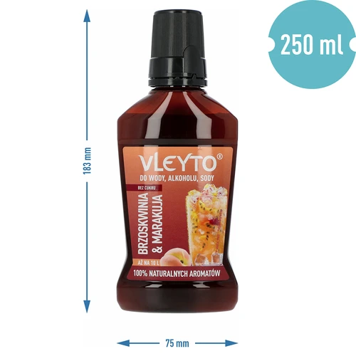 VLEYTO Broskyňa & Marakuja – chuťová esencia s prírodnými arómami, 250 ml - 5