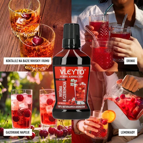 VLEYTO Čerešňa & Čremcha – chuťová esencia s prírodnými arómami, 250 ml - 7