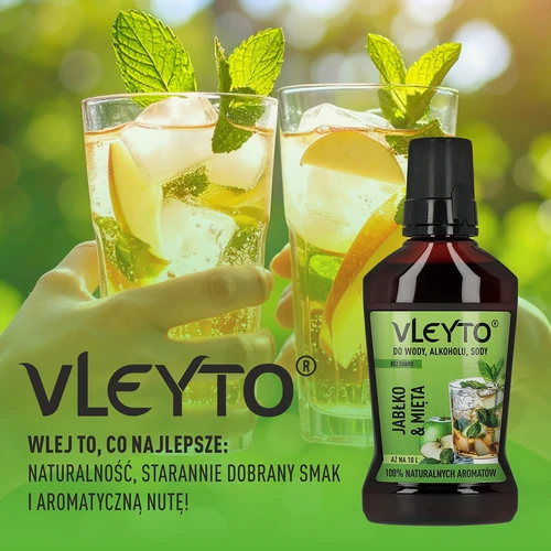 VLEYTO Mäta & Jablko – chuťová esencia s prírodnými arómami, 250 ml - 6