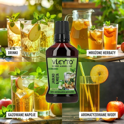 VLEYTO Mäta & Jablko – chuťová esencia s prírodnými arómami, 250 ml - 7