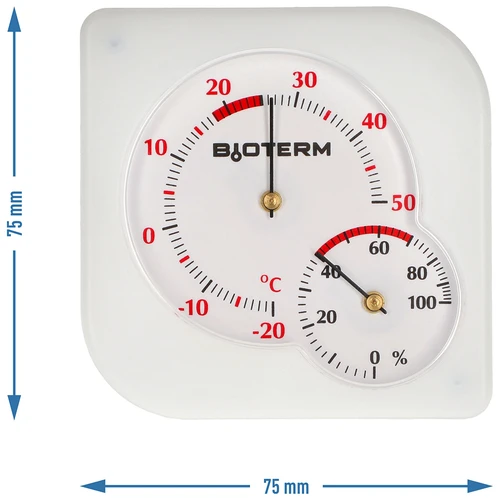 Vnútorný bimetalický teplomer s vlhkomerom (-20 do +50°C), biely - 4
