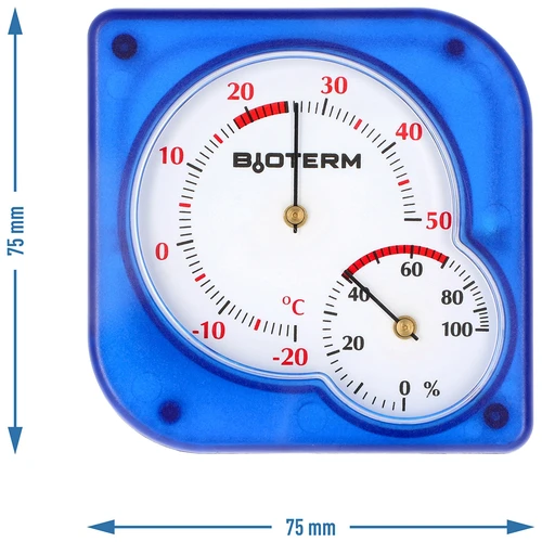 Vnútorný bimetalický teplomer s vlhkomerom (-20 do +50°C), modrý - 4