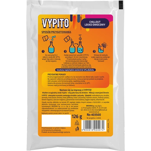 VYPITO 12%, sáčok na 18 drinkov - Chillout jemne ovocný, 126 g - 2