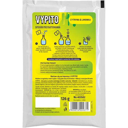VYPITO 12%, sáčok na 18 drinkov - Citrón & limetka, 126 g - 2