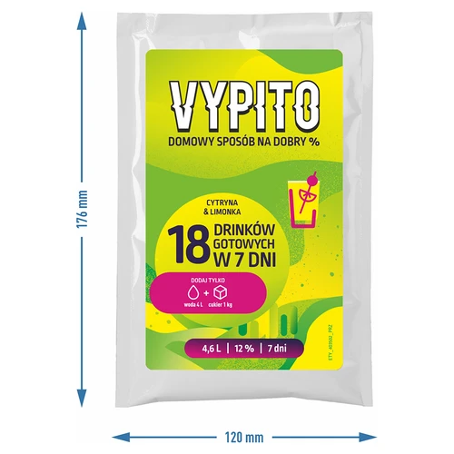 VYPITO 12%, sáčok na 18 drinkov - Citrón & limetka, 126 g - 4