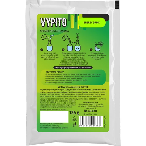 VYPITO 12%, sáčok na 18 drinkov - Energy drink, 126 g - 2
