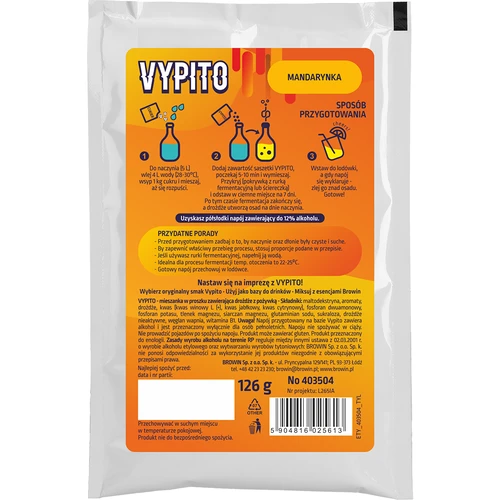 VYPITO 12 %, vrecúško na 18 drinkov - Mandarínka, 126 g - 2