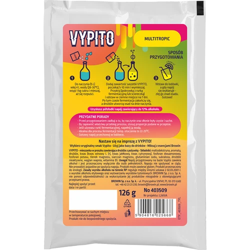 VYPITO 12 %, vrecúško na 18 drinkov – Multitropic, 126 g - 2