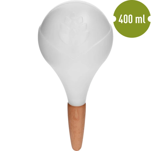 Zavlažovacia guľa pre rastliny, biela matná s keramickou nožičkou, 400ml - 2
