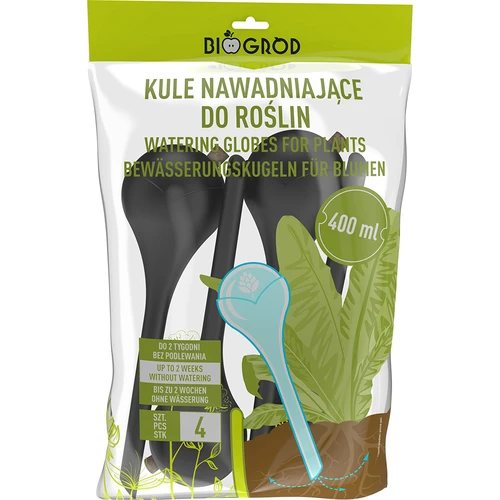 Zavlažovacie gule pre rastliny, čierne matné, s korkom, 400ml, 4 ks. - 4