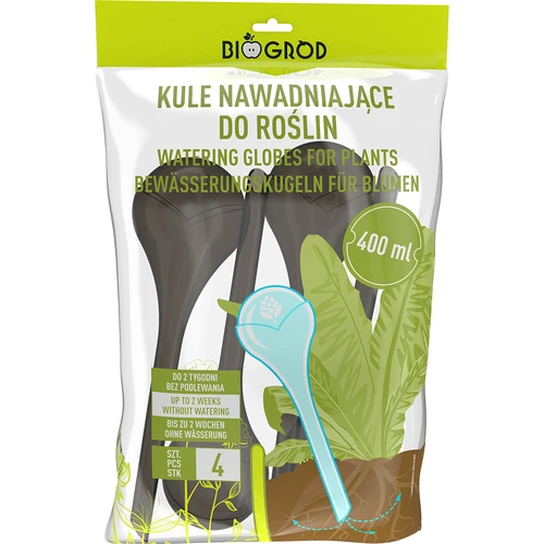 Zavlažovacie gule pre rastliny, čierne priehľadné, 400 ml, 4 ks - 3