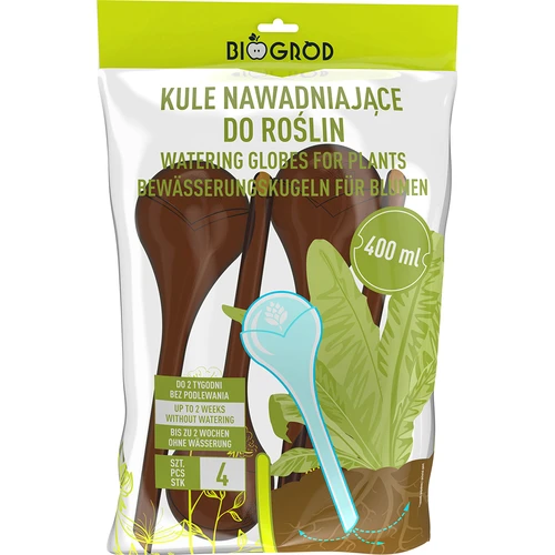 Zavlažovacie gule pre rastliny, jantárové priehľadné, 400 ml, 4 ks. - 3